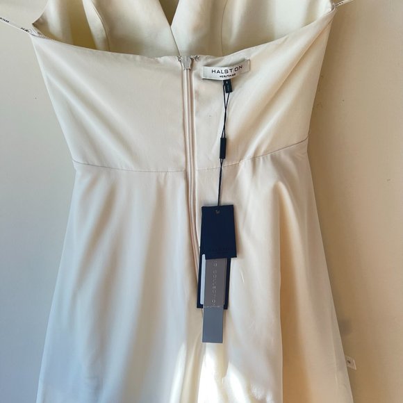 New Halston Heritage layered Skirt Cream Black Cocktail mini Dress, Size 4 - Picture 11 of 15